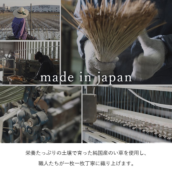 シンプルで飽きのこないブロック柄のい草カーペット 滑り止め付き ブロック