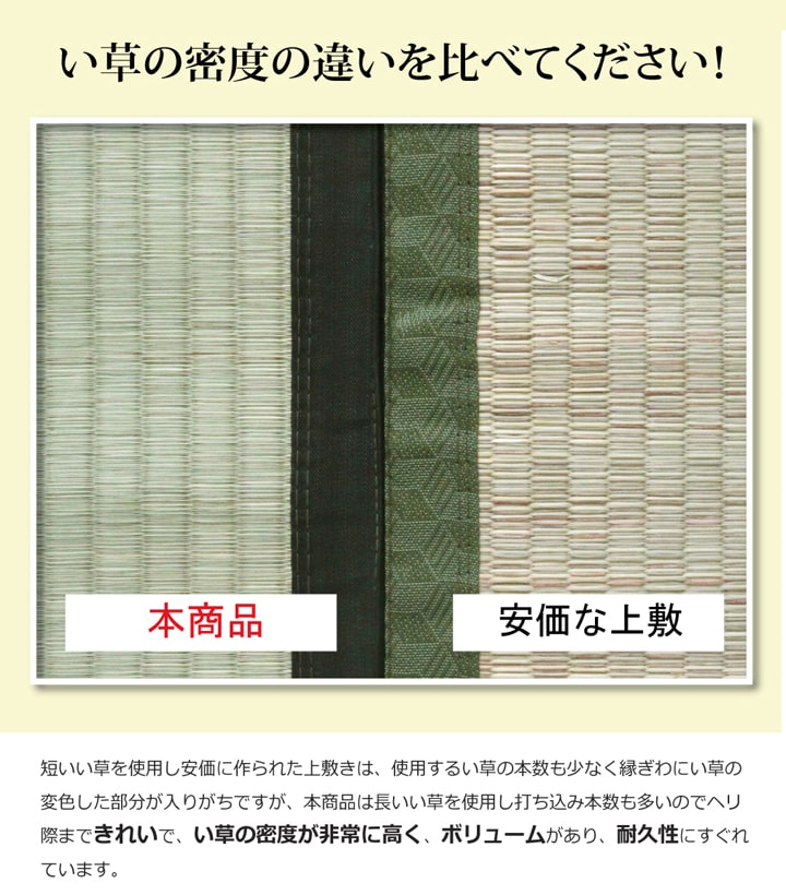 国産い草上敷き 清正 見た目の美しさと耐久性にこだわり抜いた上敷き 本間サイズ