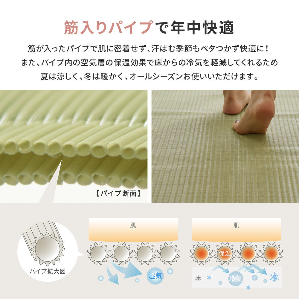 い草のような自然な風合いで丈夫で長持ち洗えるい草風カーペット 四条 江戸間サイズ