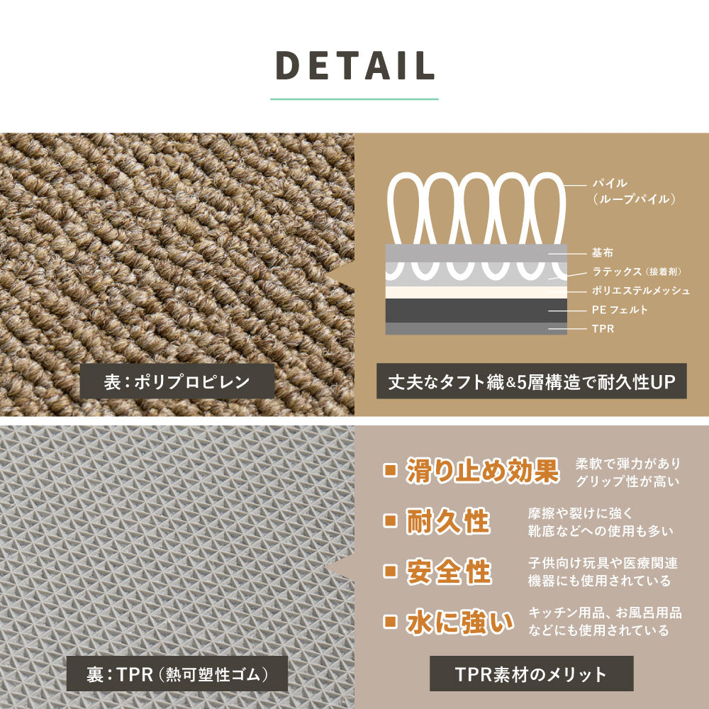 タイルカーペット ペットの足腰を守るクッション性 置くだけでズレない洗える吸着マット