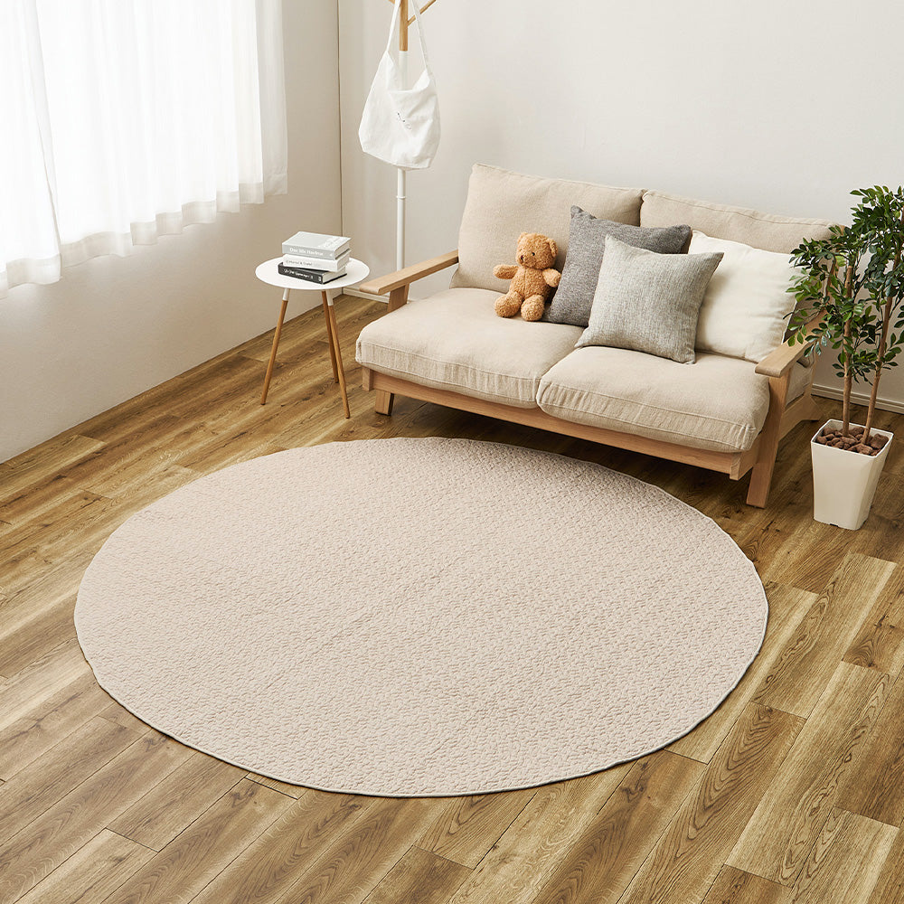 イブル 綿100%の洗えるラグ マルチカバーやベッドカバーとしても使える 円形