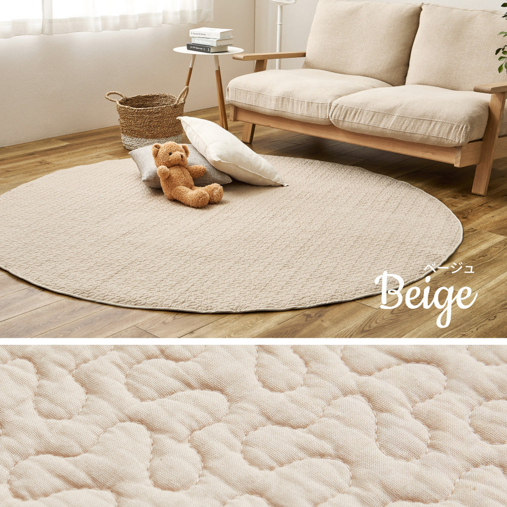 イブル 綿100%の洗えるラグ マルチカバーやベッドカバーとしても使える 円形
