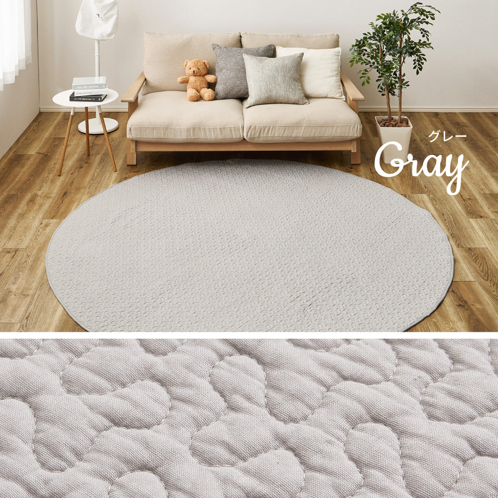 イブル 綿100%の洗えるラグ マルチカバーやベッドカバーとしても使える 円形