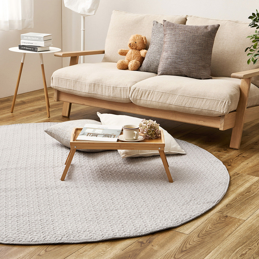 イブル 綿100%の洗えるラグ マルチカバーやベッドカバーとしても使える 円形