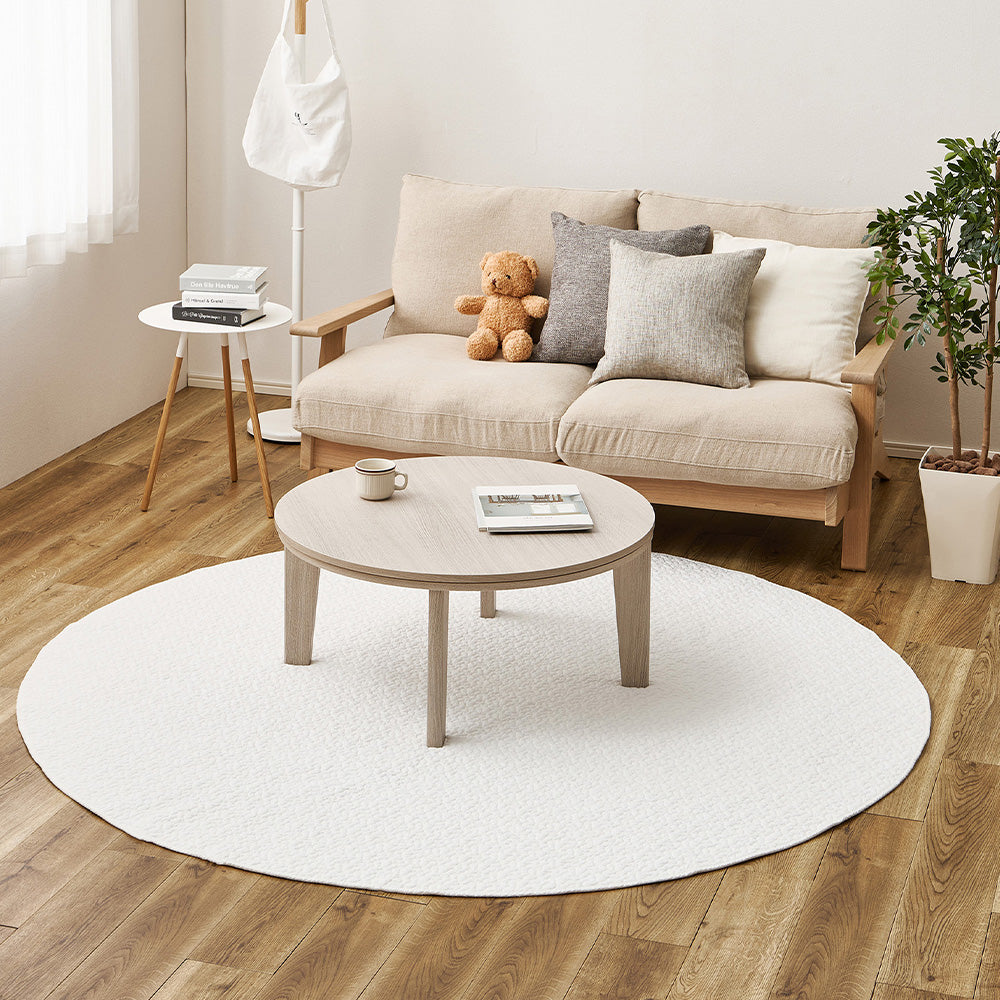 イブル 綿100%の洗えるラグ マルチカバーやベッドカバーとしても使える 円形