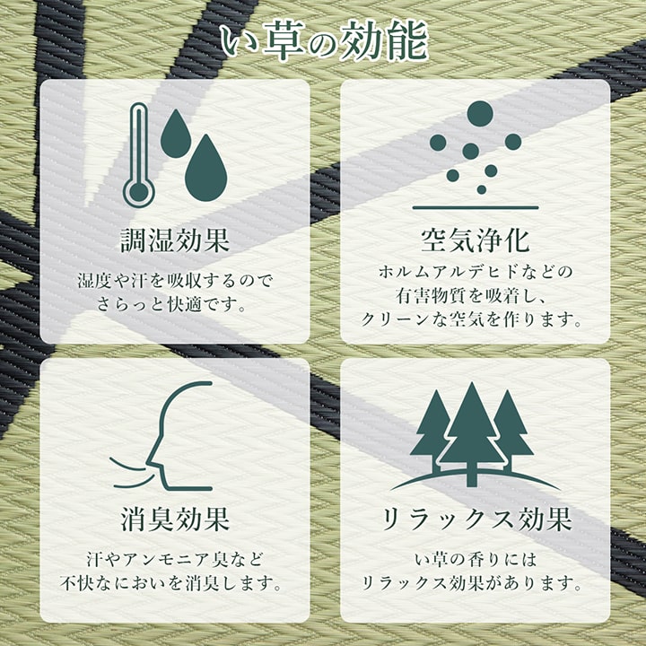 モダンなデザインのい草ラグ 細かい織目が美しくシンプルなデザイン