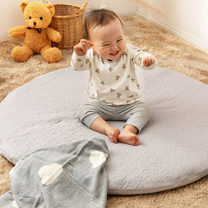 綿100%の円形マルチマット イブル 赤ちゃんの肌にもやさしくやわらかな肌ざわり