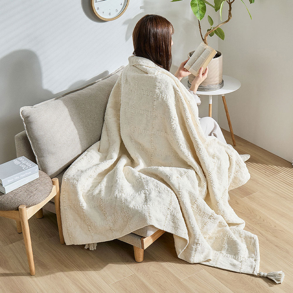 くつろぎ時間を心地よく彩るニットスローケット シングル~ダブル