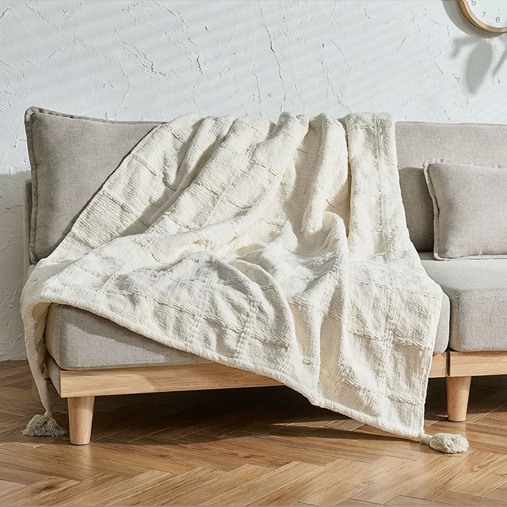 くつろぎ時間を心地よく彩るニットスローケット シングル~ダブル