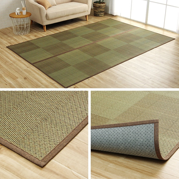 格子柄のい草カーペット 裏面不織布 団地間サイズ