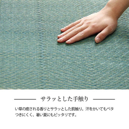 格子柄のい草カーペット 裏面不織布 江戸間サイズ