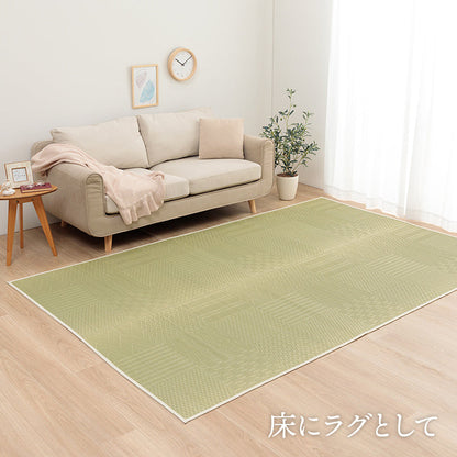 市松模様のい草上敷きカーペット 江戸間サイズ