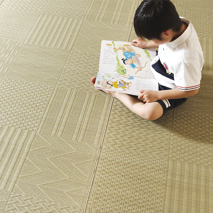 市松模様のい草上敷きカーペット  団地間サイズ