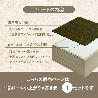 組み立て式のダンボール製小上がりと置き畳のセット 70×70×29.5cm(1セット：置き畳×1・小上がり×1)