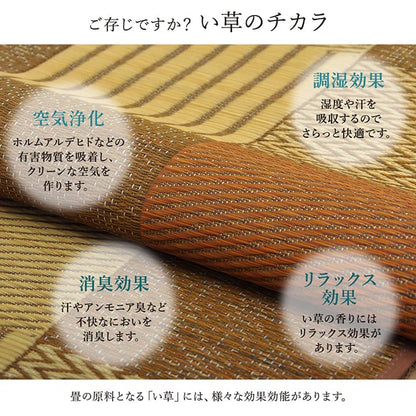 パッチワーク風のい草カーペット 京刺子 江戸間サイズ 裏貼り