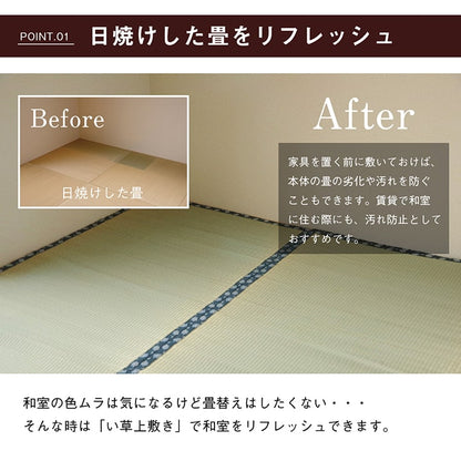 はっ水加工のい草上敷き 畳の日焼け・劣化・汚れを防ぐ 江戸間サイズ