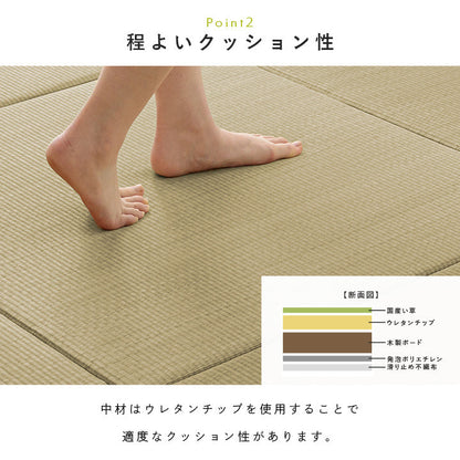 適度なクッション性がある4層構造の置き畳 ズレにくい仕様 1枚単品