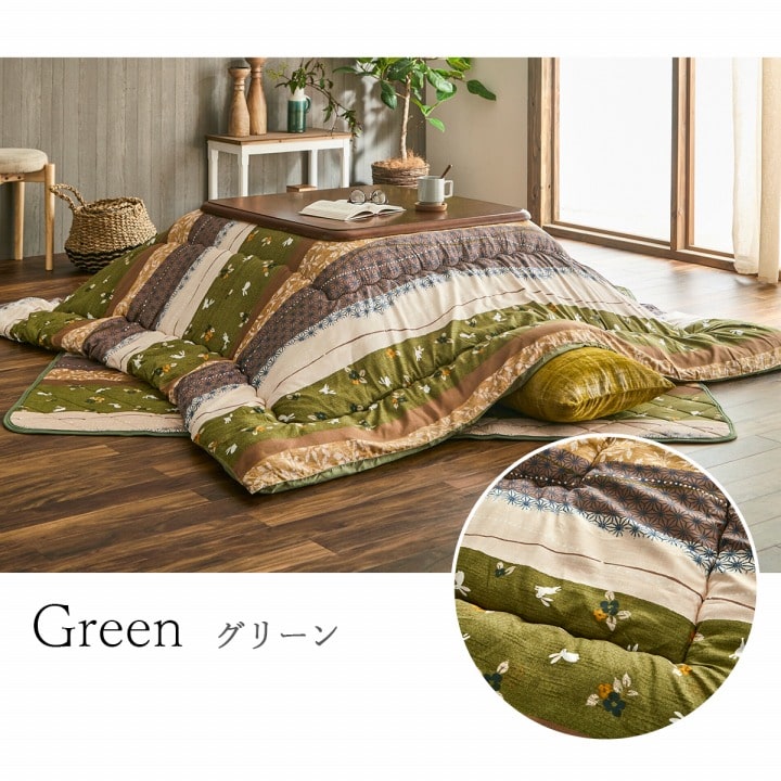 【掛敷セット】和調のウサギ柄こたつ布団掛敷セット こよみ こたつ掛け布団と敷き布団2点セット