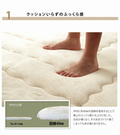 こたつ敷き布団 表地には肌触りが良く耐久性に優れたマイクロファイバーを使用