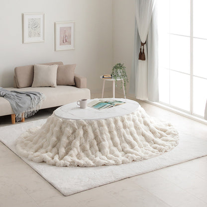 ラビットファー調のプレミアムな触り心地のこたつ掛け布団 楕円185×225cm