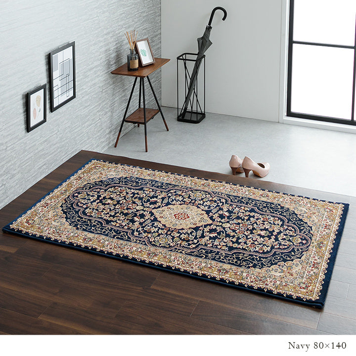 格調高いメダリオン柄ラグ トルコ製ウィルトン織りカーペット ベルミラ