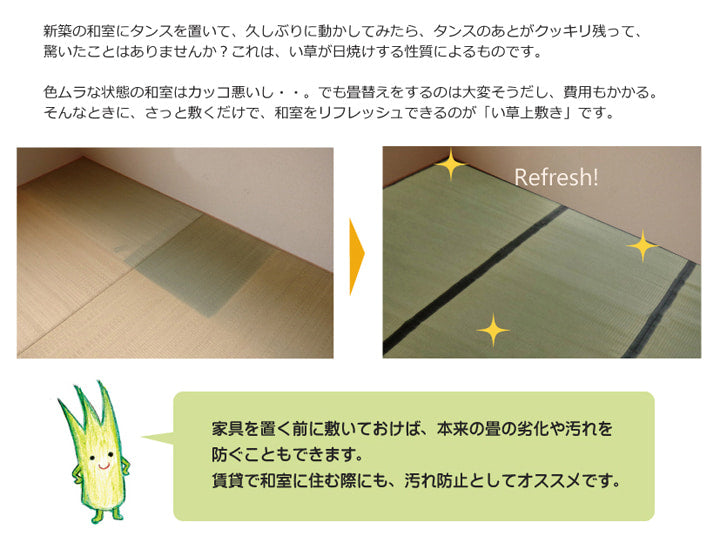 国産い草上敷き 清正 見た目の美しさと耐久性にこだわり抜いた上敷き 江戸間サイズ