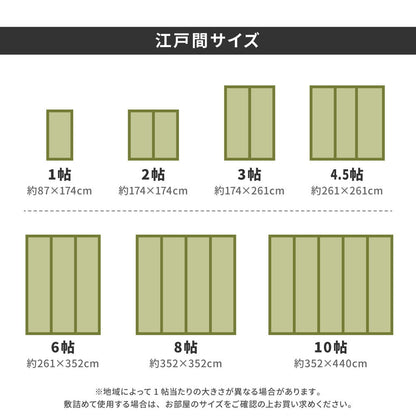 国産のい草と日本の職人の技術が織りなす引目織の上敷き 琥珀 江戸間サイズ