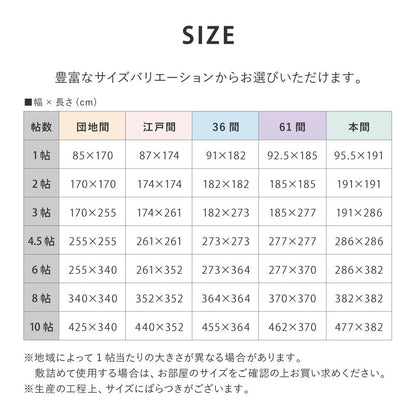 い草のような自然な風合いで丈夫で長持ち洗えるい草風カーペット 四条 江戸間サイズ