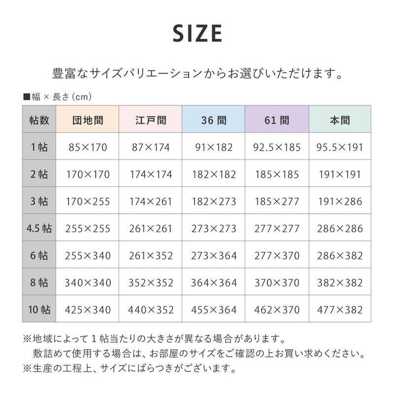い草のような自然な風合いで丈夫で長持ち洗えるい草風カーペット 四条 江戸間サイズ