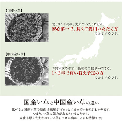 市松柄で洋室や和室にも敷きやすいデザインのい草ラグ 上敷き