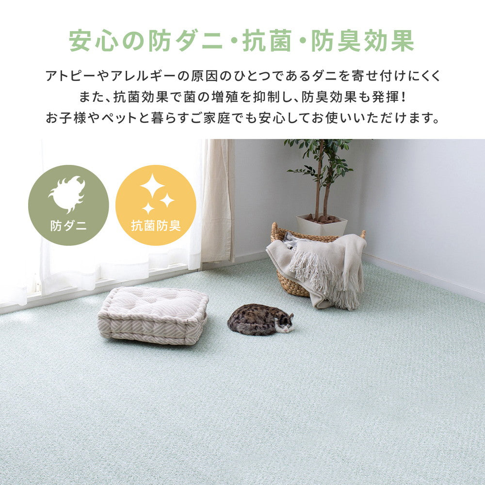 はっ水加工で汚れにくいカーペット 防炎・防音・防ダニ・抗菌・防臭・防汚  江戸間3～10畳