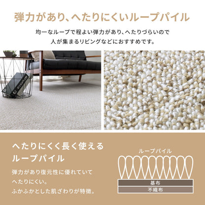 はっ水加工で汚れにくいカーペット 防炎・防音・防ダニ・抗菌・防臭・防汚  江戸間3～10畳