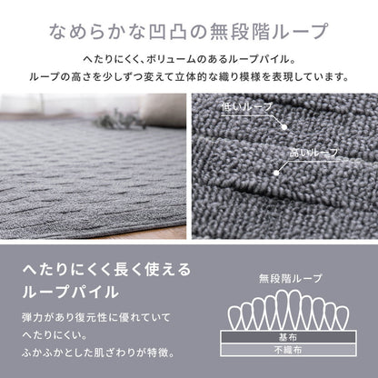立体的な織りデザイン抗菌機能付きカーペット 江戸間2～8畳