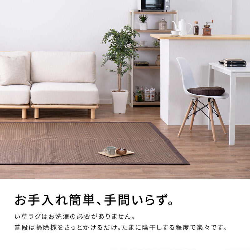 シンプルなデザインのい草ラグ 複数の染めい草を使用 南風