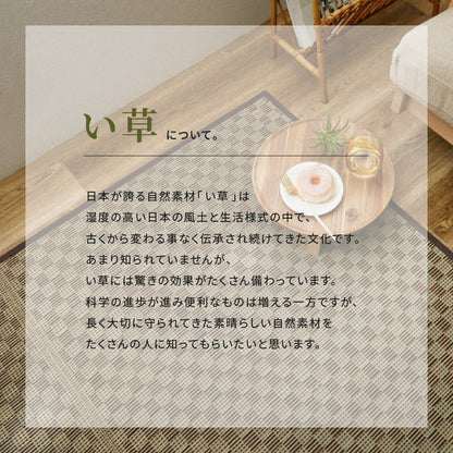 敷き詰めサイズのござカーペット 若月 本間サイズ 濃いめの染めい草を使った和モダン 上敷き  裏貼りなし