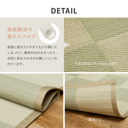 洗えるい草風カーペット 見た目はまるでい草のようなPP素材の市松柄上敷き 江戸間サイズ