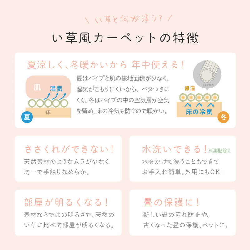 水に強い素材でできたい草風カーペット