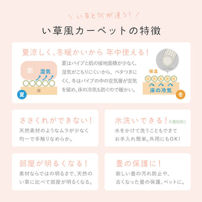 水に強い素材でできたい草風カーペット