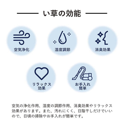 織りで市松柄を表現したシンプルなデザインの国産い草上敷きカーペット 江戸間・本間サイズ
