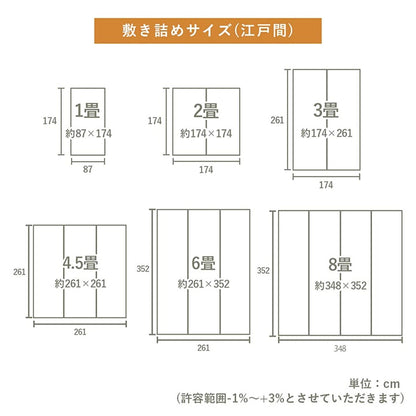 織りで市松柄を表現したシンプルなデザインの国産い草上敷きカーペット 江戸間・本間サイズ