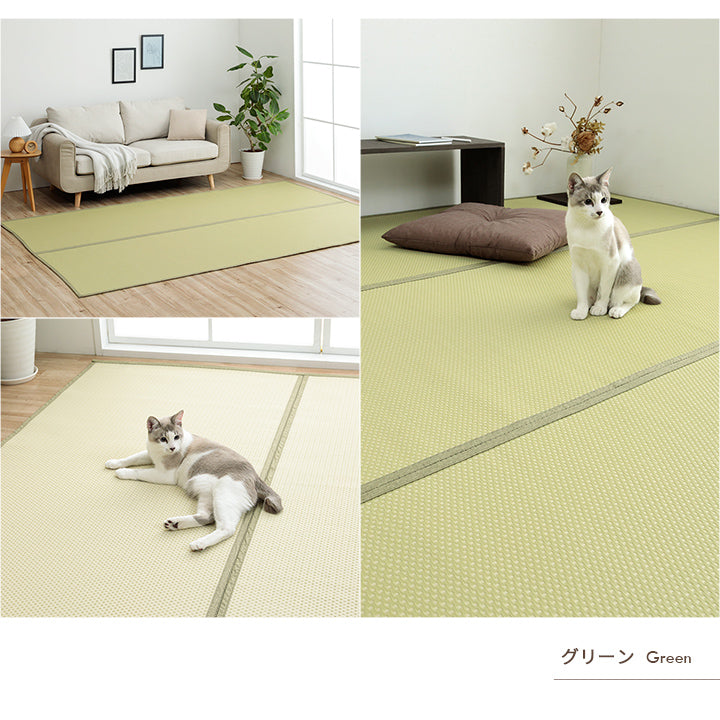 水洗いできるい草風カーペット 両面使えるリバーシブル仕様 ミーサ 江戸間サイズ