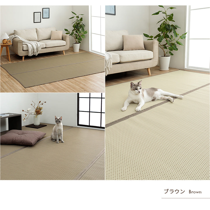 水洗いできるい草風カーペット 両面使えるリバーシブル仕様 ミーサ 江戸間サイズ
