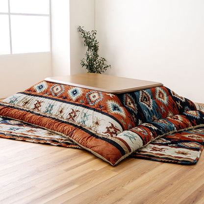 【掛敷セット】華やかなデザインのキリム柄のこたつ掛け布団と敷き布団2点セット
