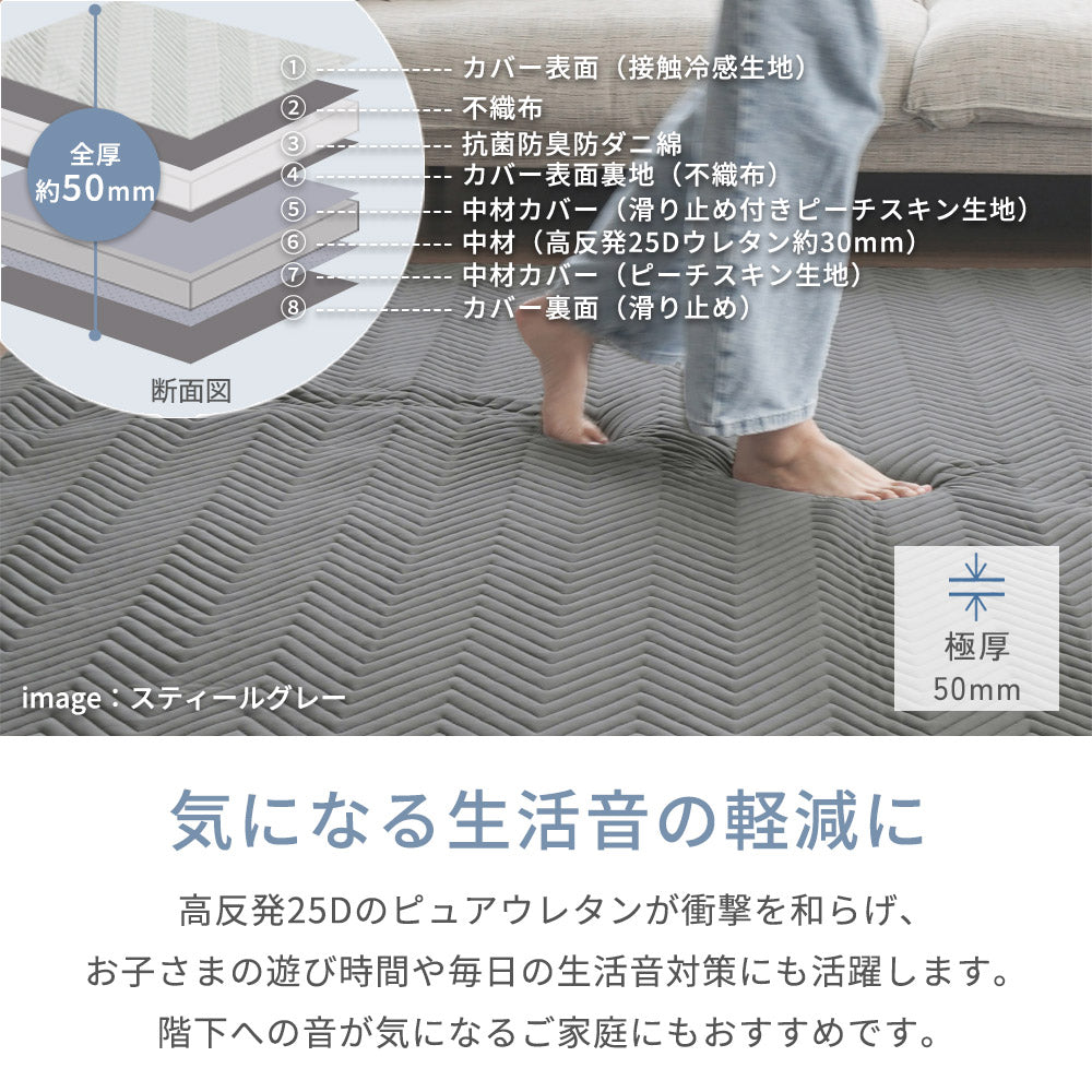 接触冷感でひんやり カバーを外して洗えるラグ