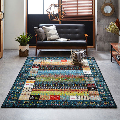 ギャッベ柄デザインのラグ トルコ製ウィルトンカーペット イビサ