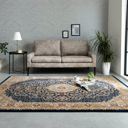 格調高いメダリオン柄ラグ トルコ製ウィルトン織りカーペット ベルミラ