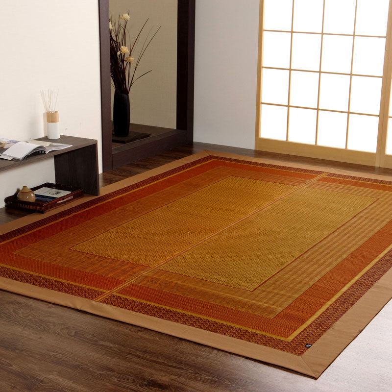 モダンデザインのい草ラグ 日本の職人により作られた和の美しさを持つ ランクス 裏貼り加工