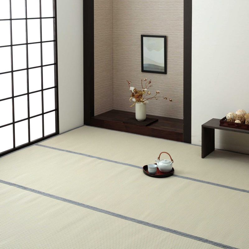 水洗いできるい草風カーペット 両面使えるリバーシブル仕様 ミーサ 江戸間サイズ