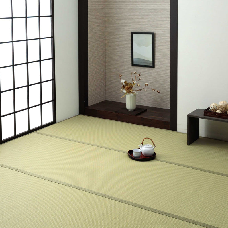 水洗いできるい草風カーペット 両面使えるリバーシブル仕様 ミーサ 江戸間サイズ