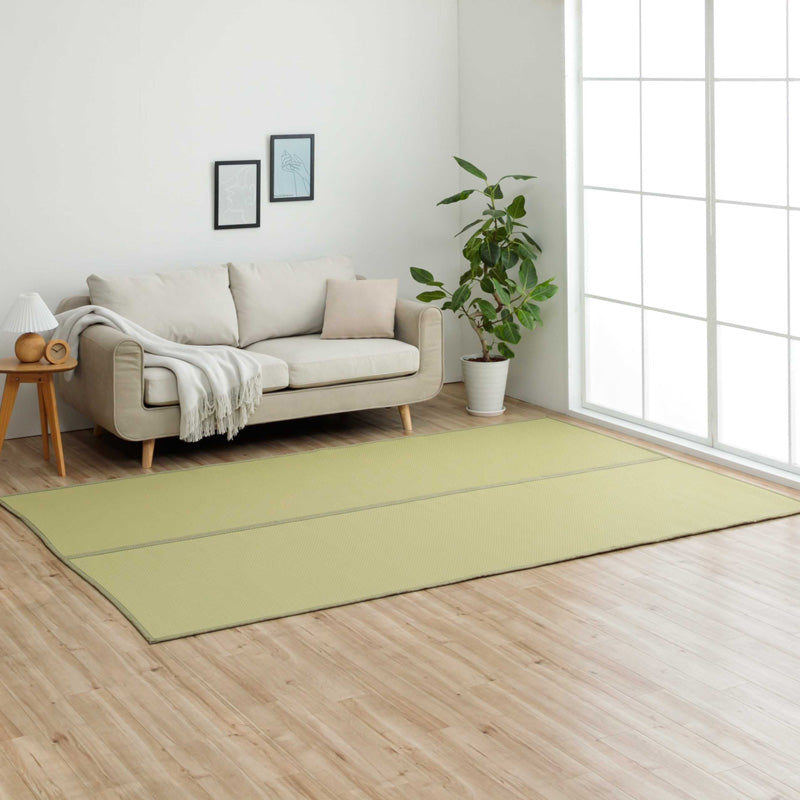 水洗いできるい草風カーペット 両面使えるリバーシブル仕様 ミーサ 江戸間サイズ